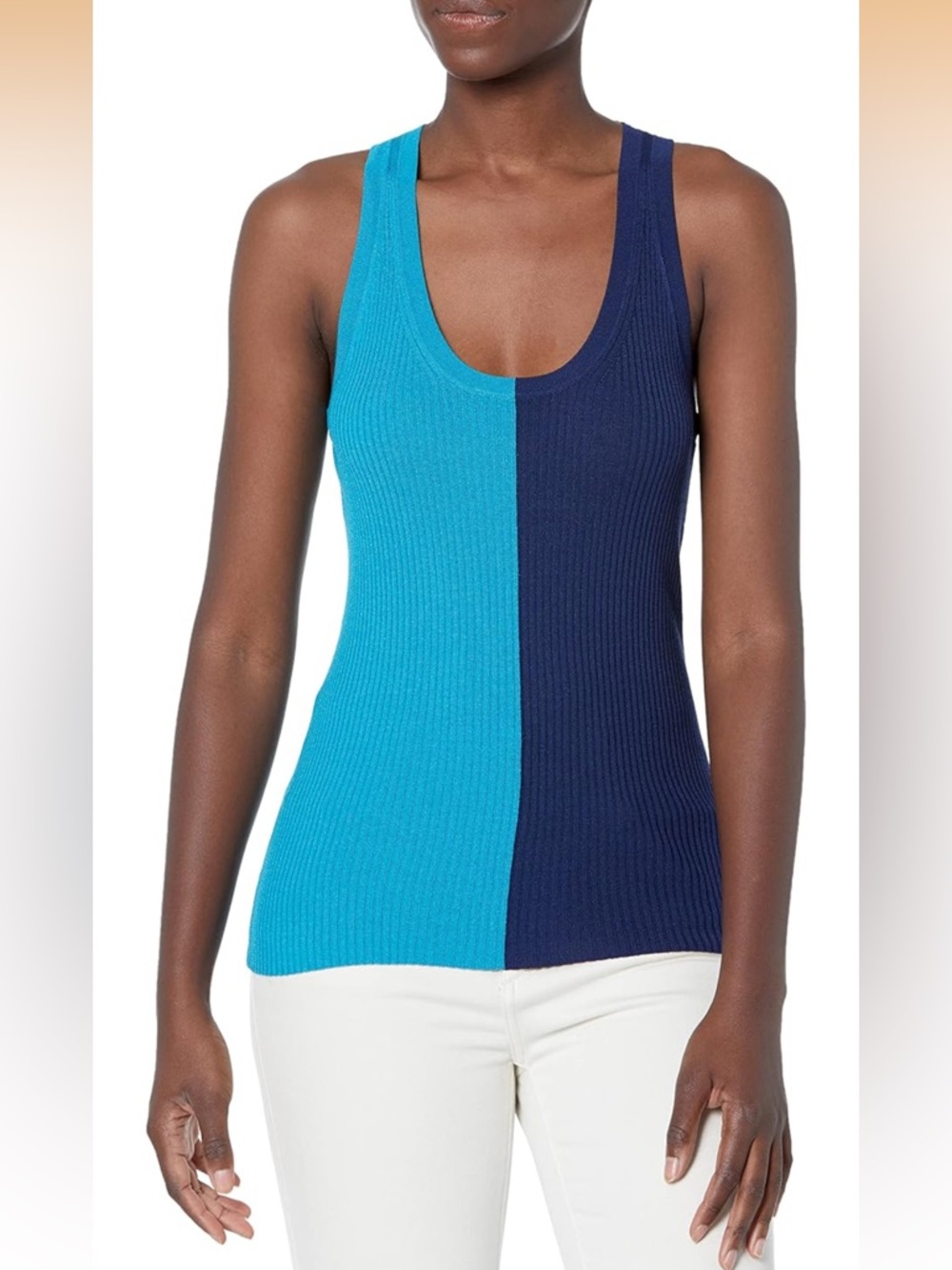 Trina Turk Women's Ribbed Idyllwild Tank Top  Mosaic Blue/Indigo NWT XXL